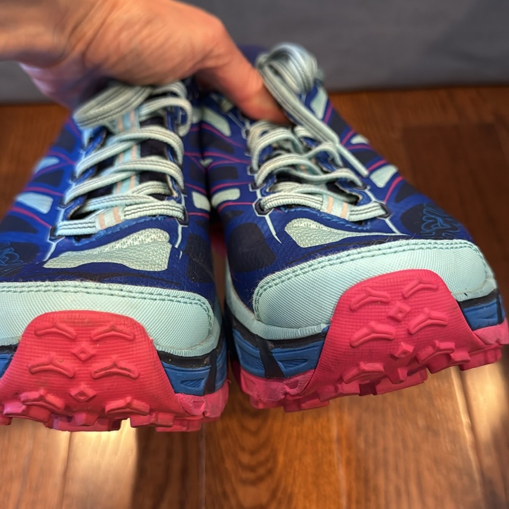 Hoka One One Vibrant Blue and Pink Athletic Shoes - Picture 11 of 13